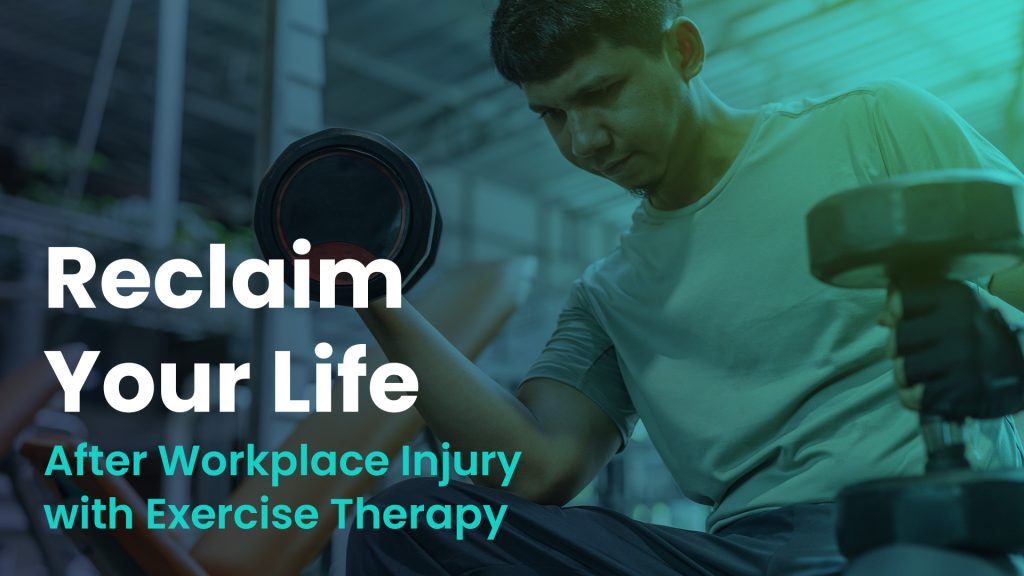 Individual recovering from a workplace injury with exercise therapy at Exercise Therapies.